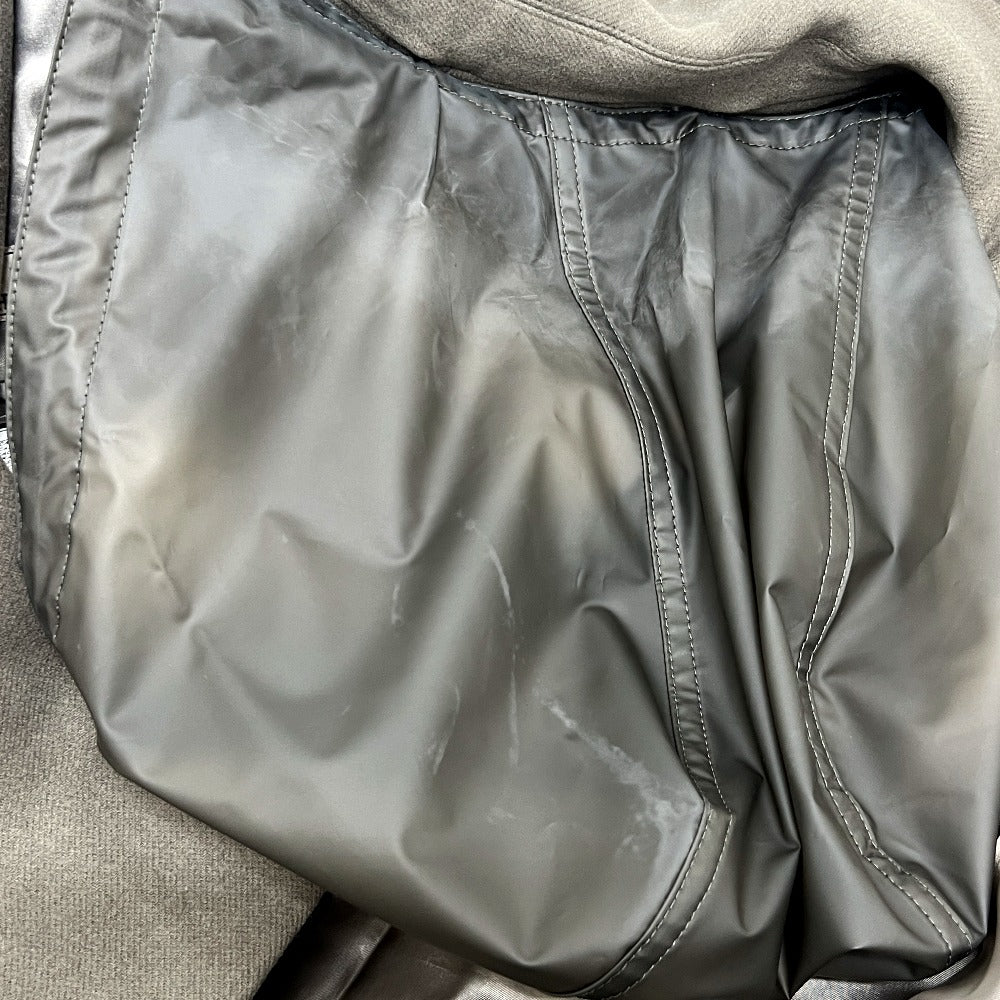 HERMES PT9617 チェスター アパレル 服 ナイロンフード付き アウター ロングコート ウール メンズ グレージュ グレー