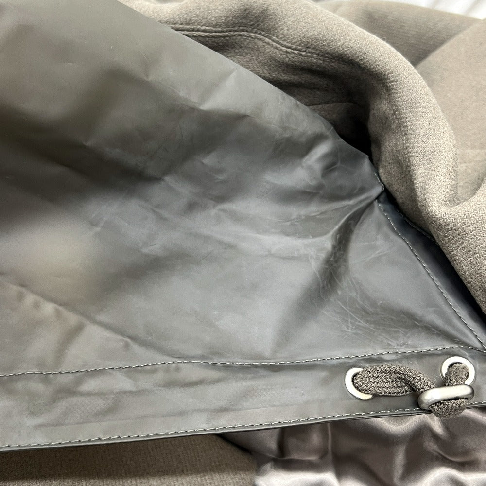 HERMES PT9617 チェスター アパレル 服 ナイロンフード付き アウター ロングコート ウール メンズ グレージュ グレー