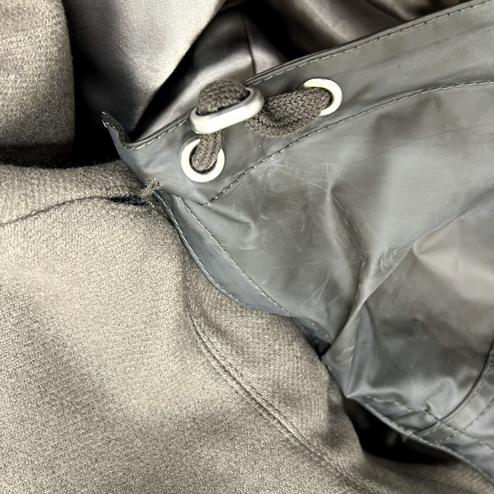 HERMES PT9617 チェスター アパレル 服 ナイロンフード付き アウター ロングコート ウール メンズ グレージュ グレー