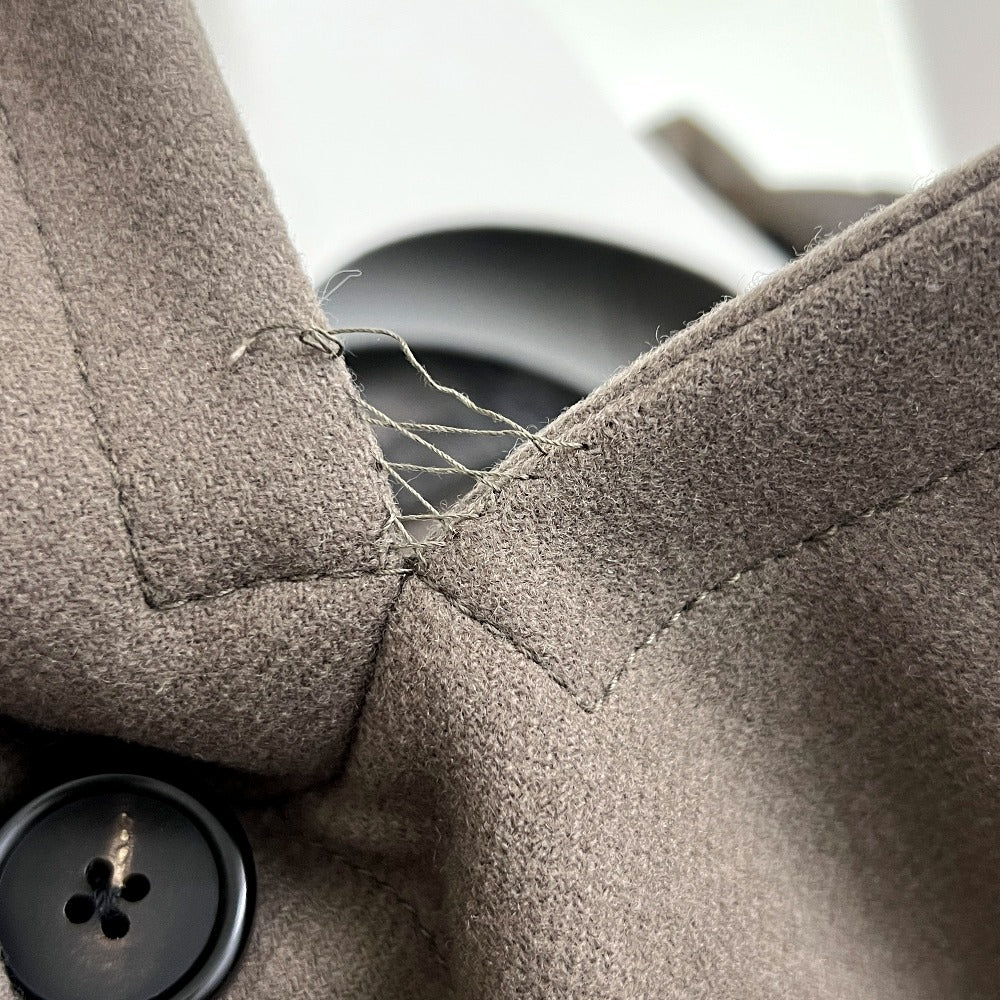 HERMES PT9617 チェスター アパレル 服 ナイロンフード付き アウター ロングコート ウール メンズ グレージュ グレー