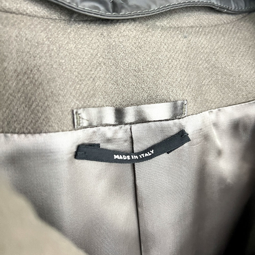 HERMES PT9617 チェスター アパレル 服 ナイロンフード付き アウター ロングコート ウール メンズ グレージュ グレー