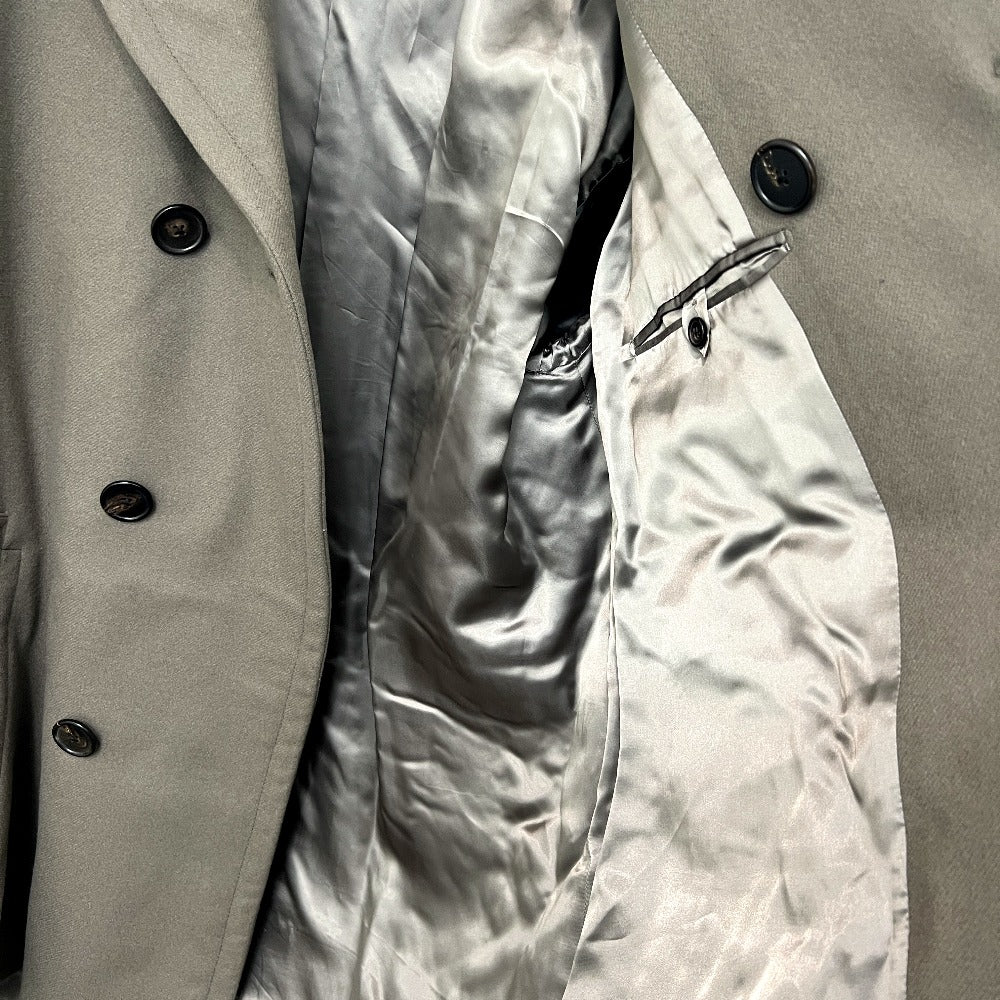 HERMES PT9617 チェスター アパレル 服 ナイロンフード付き アウター ロングコート ウール メンズ グレージュ グレー