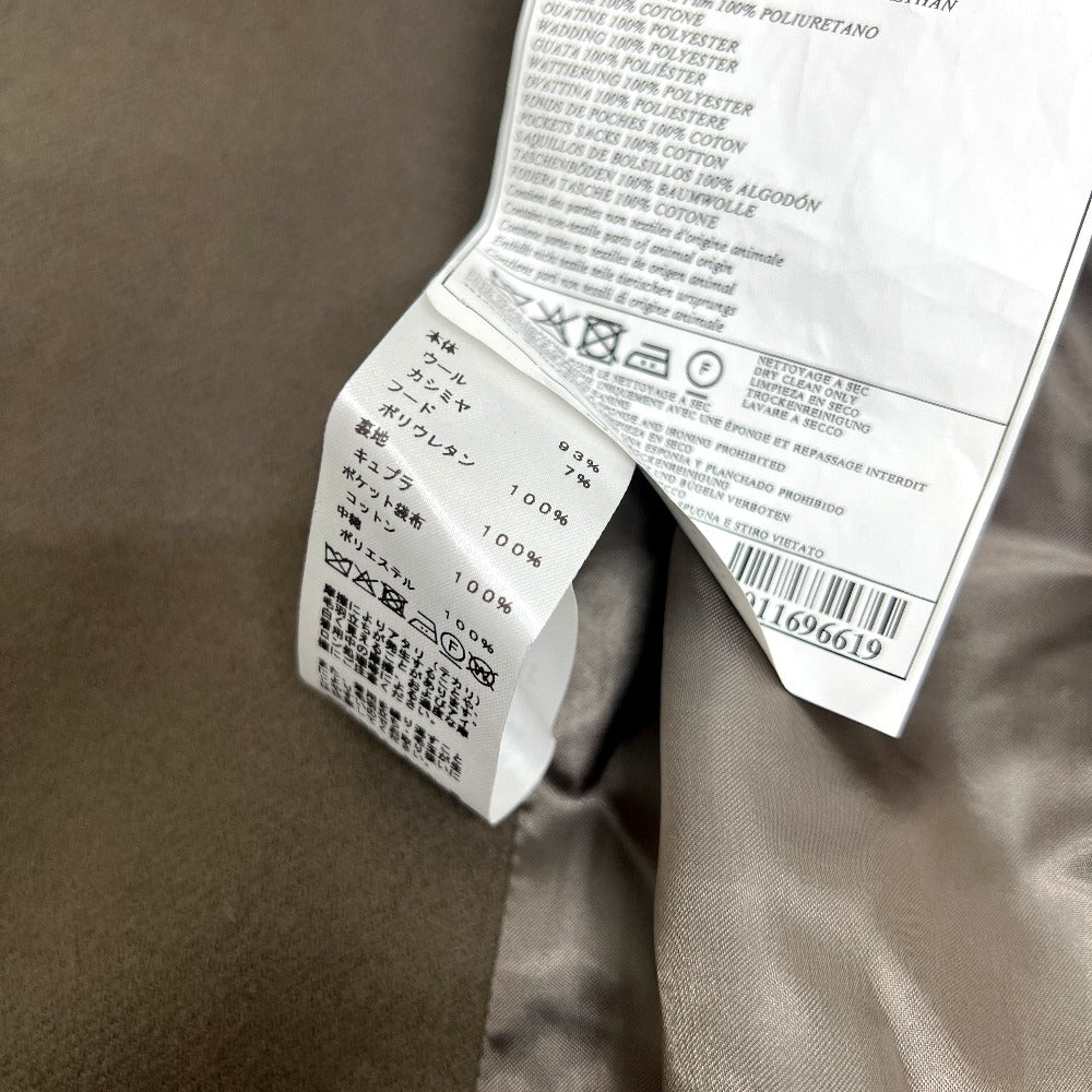 HERMES PT9617 チェスター アパレル 服 ナイロンフード付き アウター ロングコート ウール メンズ グレージュ グレー