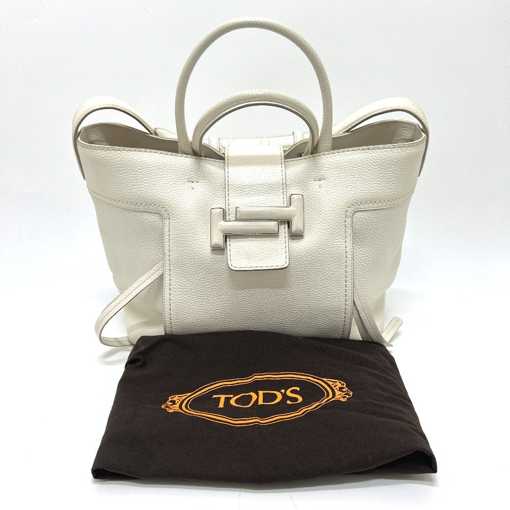 TOD’S ダブルT 2WAY カバン バッグ ショルダー 斜め掛け トートバッグ レザー レディース ホワイト