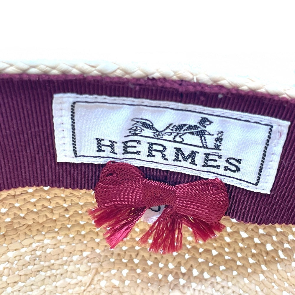 HERMES Newsboy Straw Cap, Straw Hat, Women's, Natural