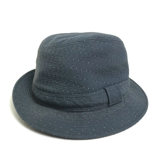 HERMES Quilted Polka Dot Canvas Hat, Unisex, Gray