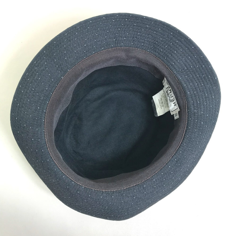 HERMES Quilted Polka Dot Canvas Hat, Unisex, Gray
