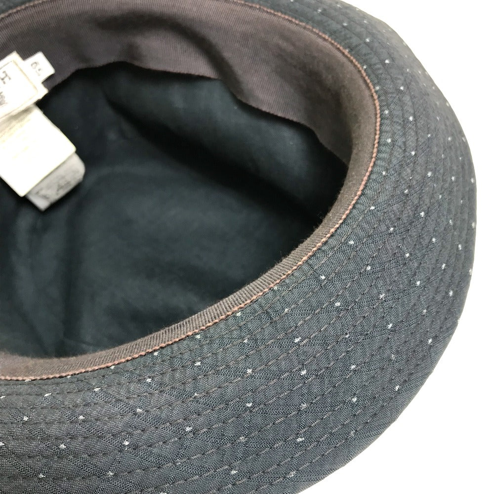 HERMES Quilted Polka Dot Canvas Hat, Unisex, Gray