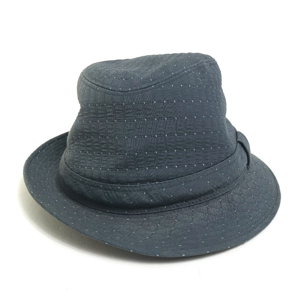 HERMES Quilted Polka Dot Canvas Hat, Unisex, Gray