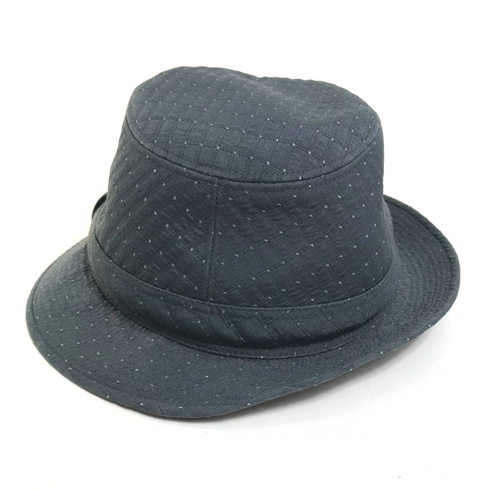 HERMES Quilted Polka Dot Canvas Hat, Unisex, Gray