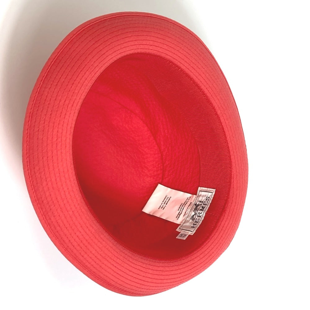 HERMES Panama Hat, Headwear, Fashion Accessory, Cotton, Unisex, Red