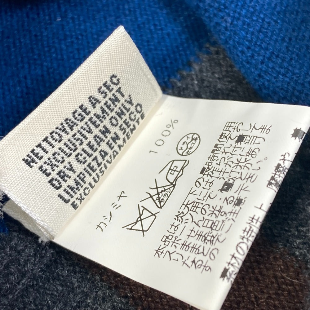 HERMES Apparel Tricolor Hat Beanie Knit Cap Cashmere Unisex Gray
