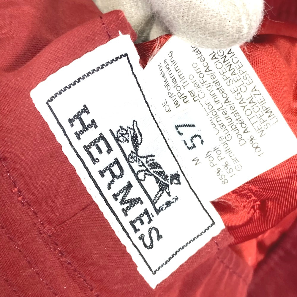HERMES Bucket Hat with Embroidered H Logo, Wide Brim, Polyester, Women's, Red