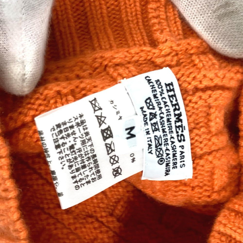 HERMES H Logo Beanie Hat Knit Cap Cashmere Women's Orange