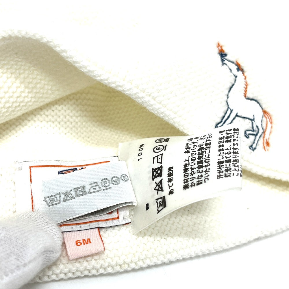 HERMES Cabriole Horse Embroidery baby hat baby Knit hat cotton White Used