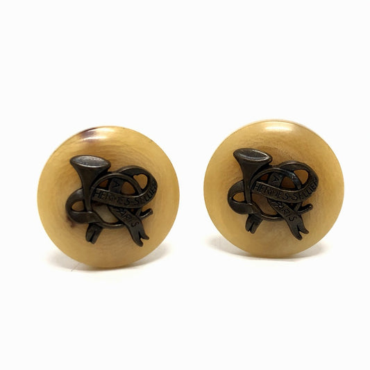 HERMES Buffalo Horn Earrings, Accessories, Small Items, Buffalo Horn Earrings, Women's, Beige