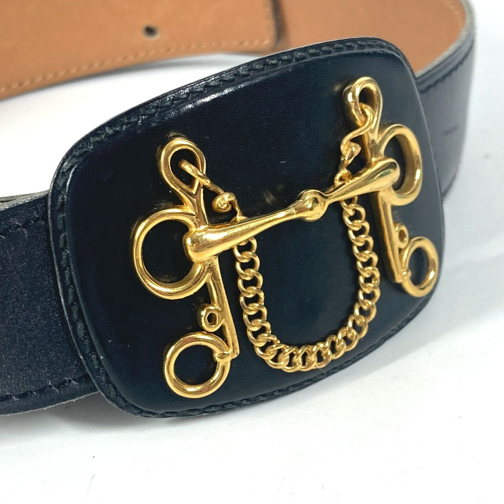 HERMES ヴィンテージ バックル ベルト レザー レディース ブラック - brandshop-reference