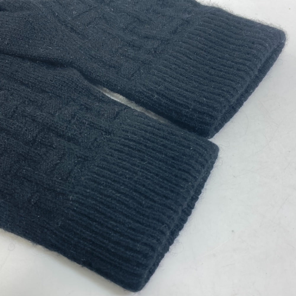 HERMES All-Over H Logo Cashmere Gloves, Men's, Black
