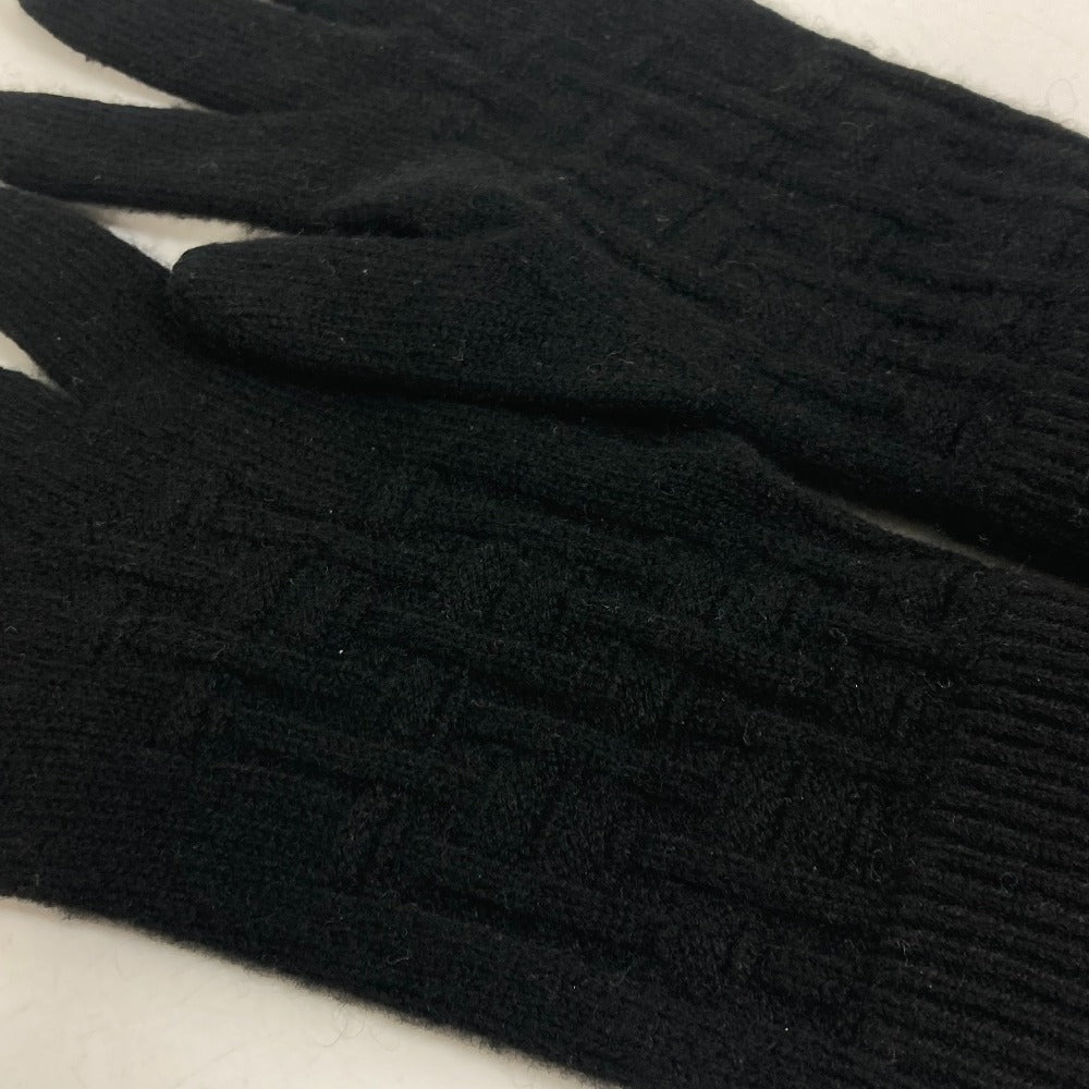 HERMES All-Over H Logo Cashmere Gloves, Men's, Black