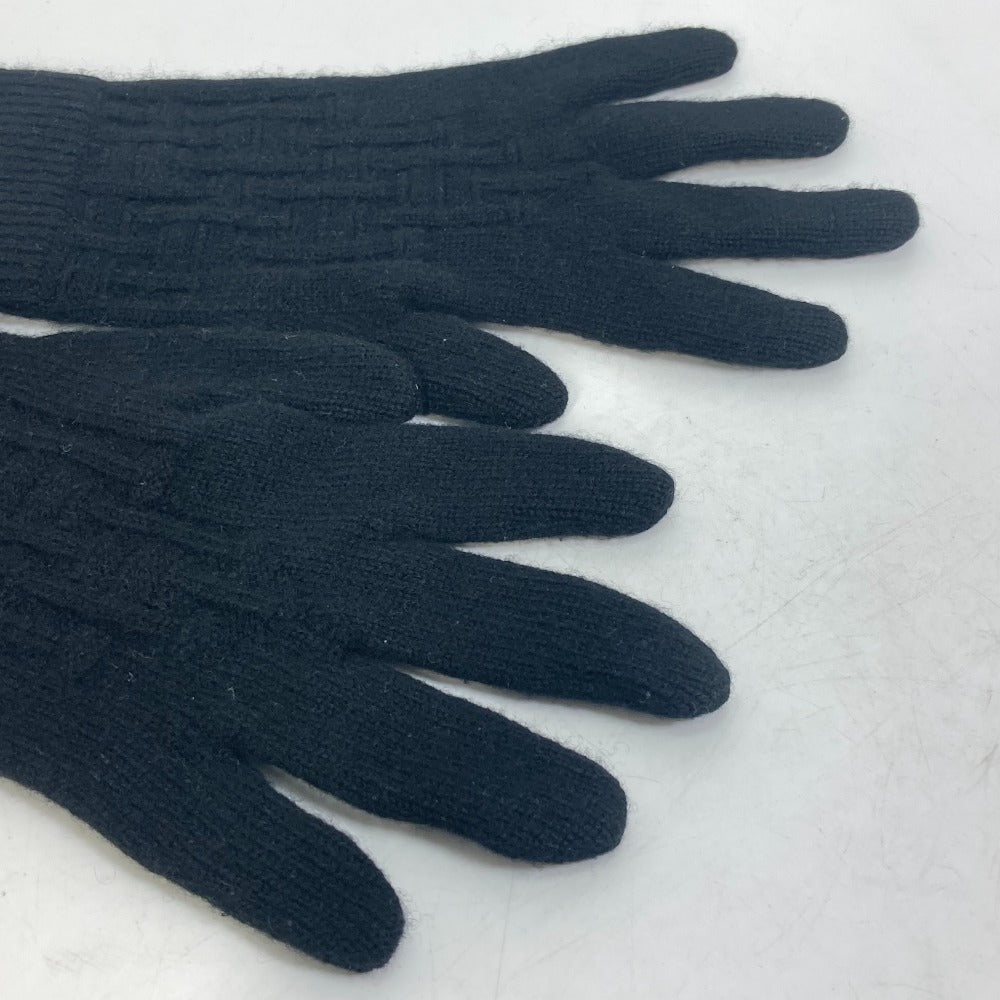 HERMES All-Over H Logo Cashmere Gloves, Men's, Black