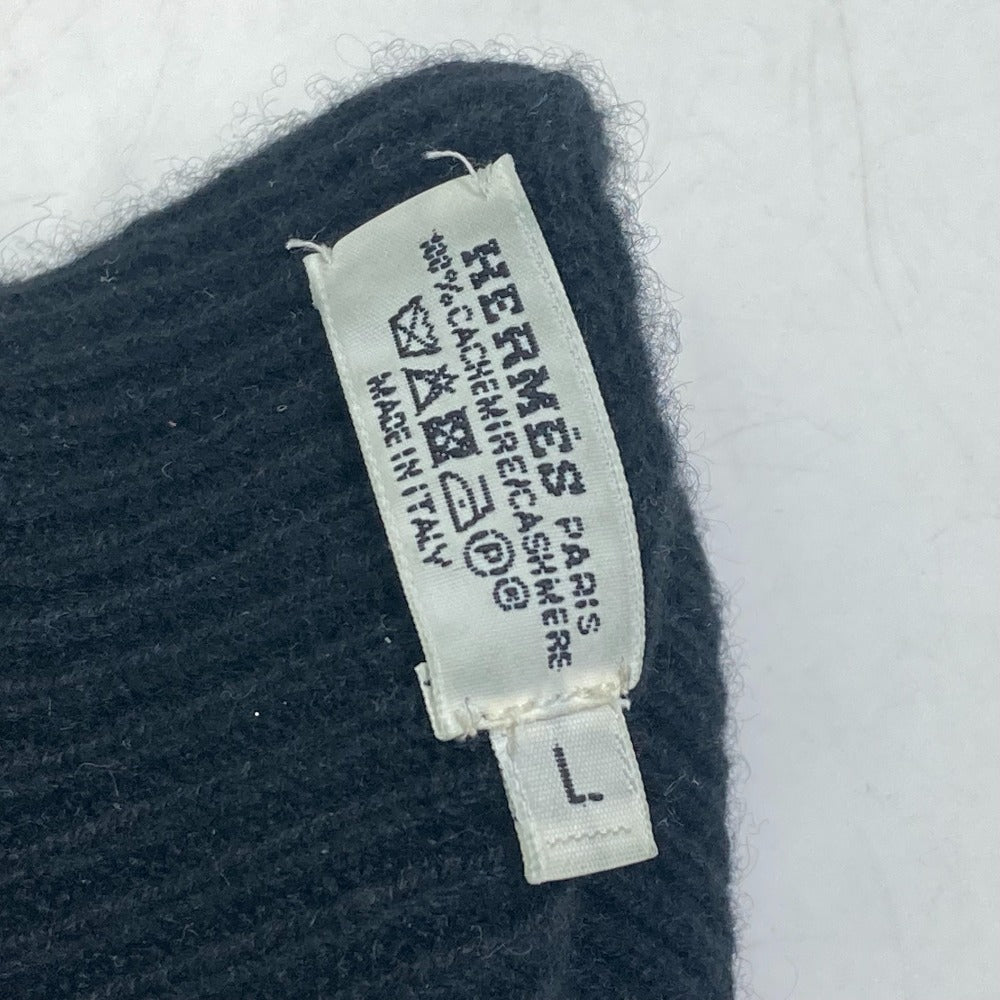 HERMES All-Over H Logo Cashmere Gloves, Men's, Black