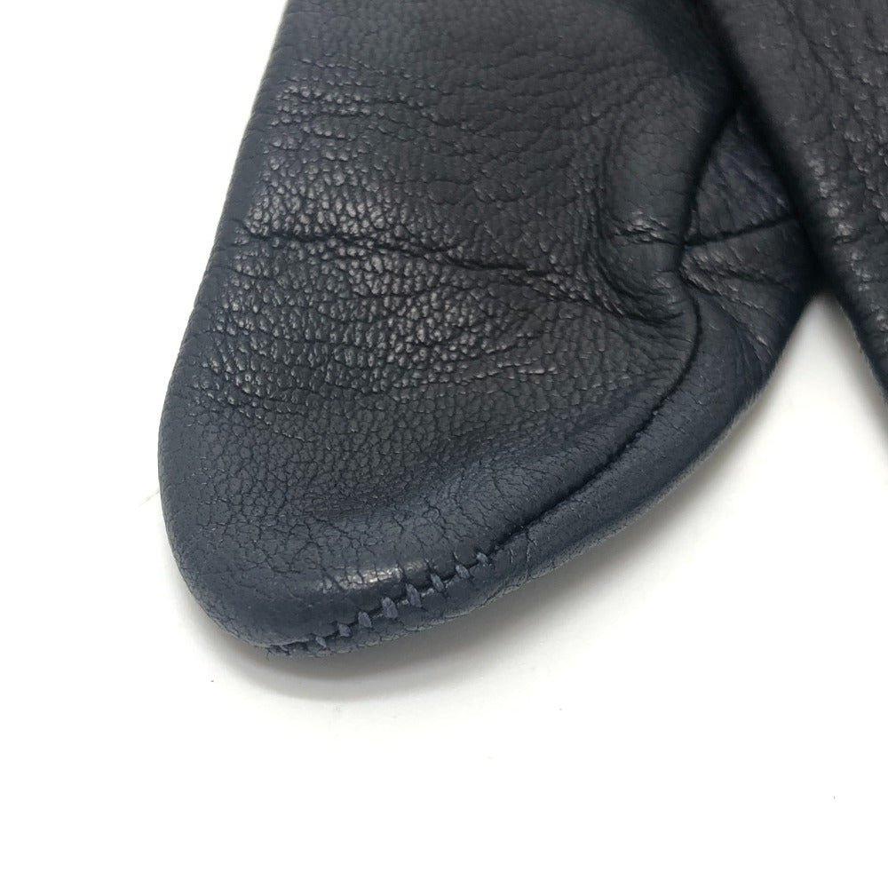 HERMES H button One-handed, left-handed, short leather glove, fashion accessory. Glove Leather Black Used