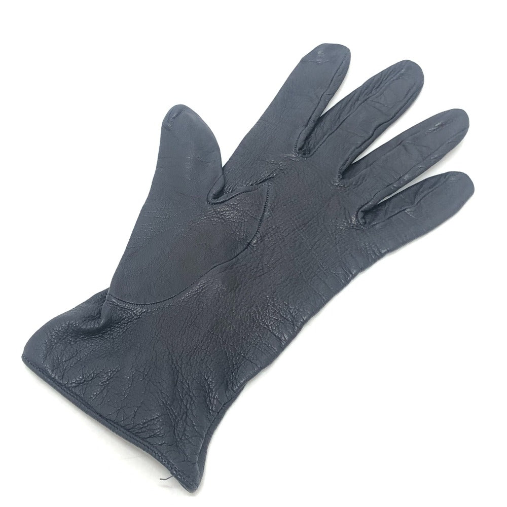 HERMES H button One-handed, left-handed, short leather glove, fashion accessory. Glove Leather Black Used