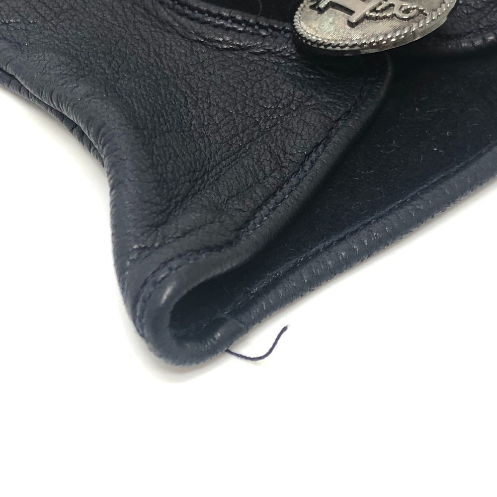 HERMES H button One-handed, left-handed, short leather glove, fashion accessory. Glove Leather Black Used