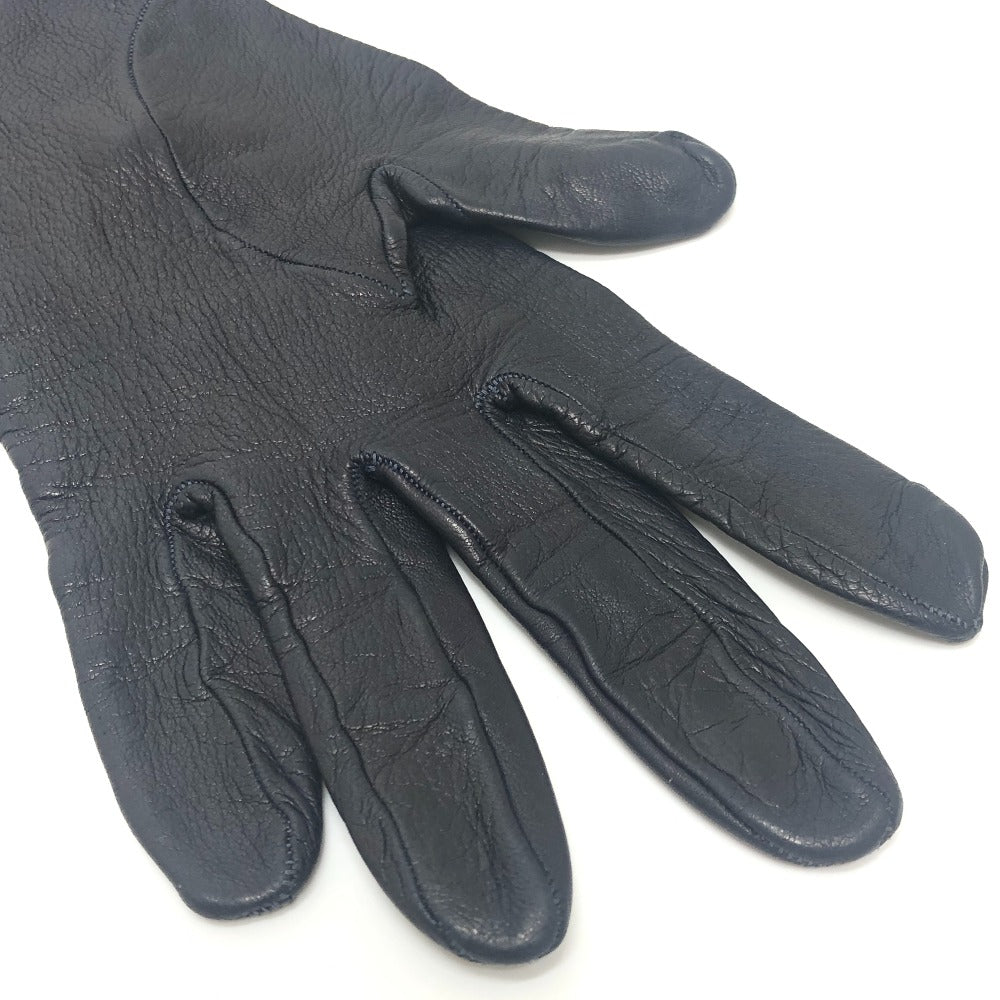 HERMES H button One-handed, left-handed, short leather glove, fashion accessory. Glove Leather Black Used