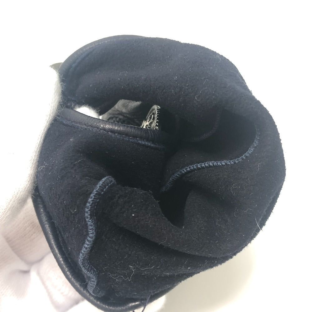 HERMES H button One-handed, left-handed, short leather glove, fashion accessory. Glove Leather Black Used