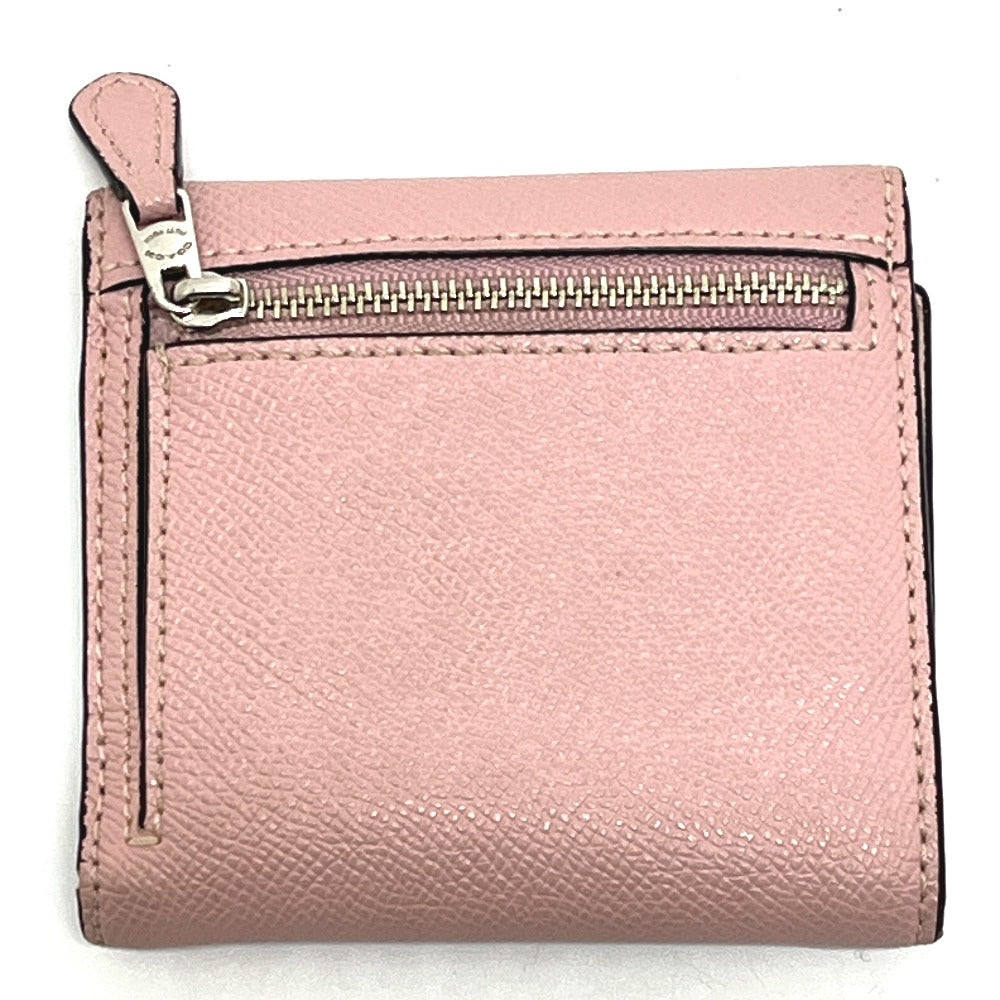 COACH ロゴ コンパクトウォレット ミニ財布 三つ折り 財布 折財布 3つ折り財布 レザー レディース ピンク