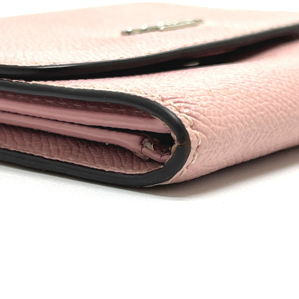 COACH ロゴ コンパクトウォレット ミニ財布 三つ折り 財布 折財布 3つ折り財布 レザー レディース ピンク