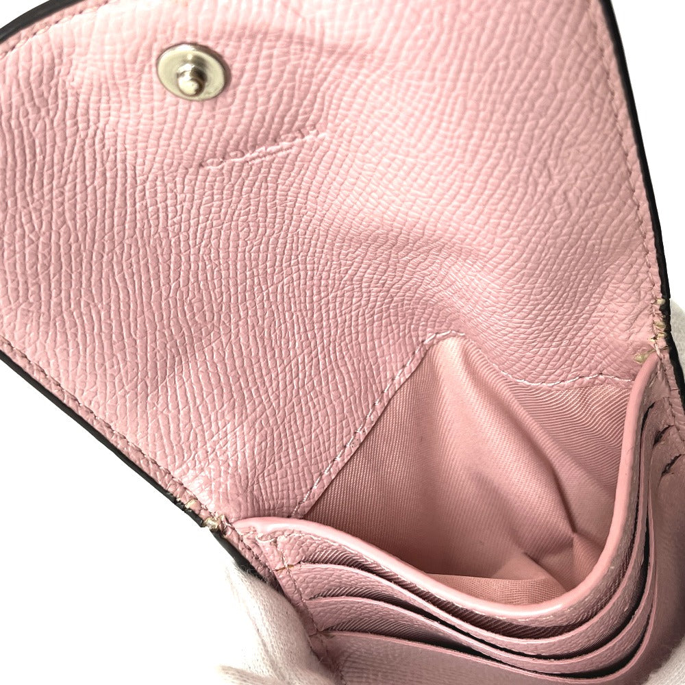 COACH ロゴ コンパクトウォレット ミニ財布 三つ折り 財布 折財布 3つ折り財布 レザー レディース ピンク