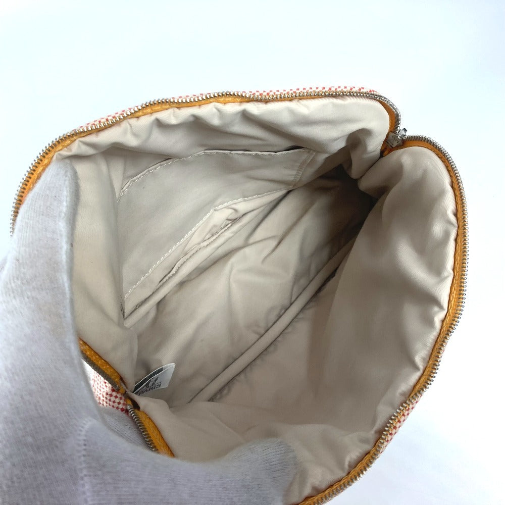 HERMES Logo Horse Cheval Makeup Pouch Cosmetic Pouch Pouch Canvas Women's White