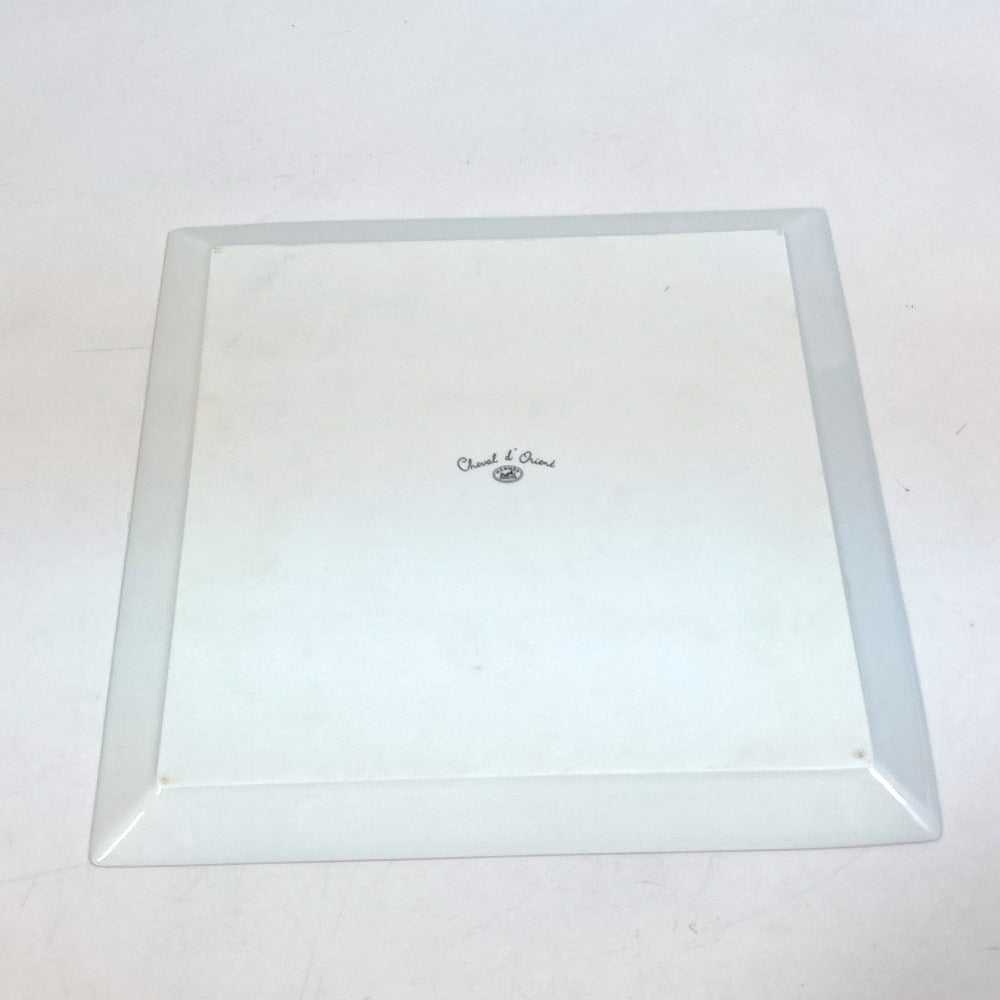 HERMES Cheval Drian Square Plate with Horse Design, Ceramic, Women's, Multicolor