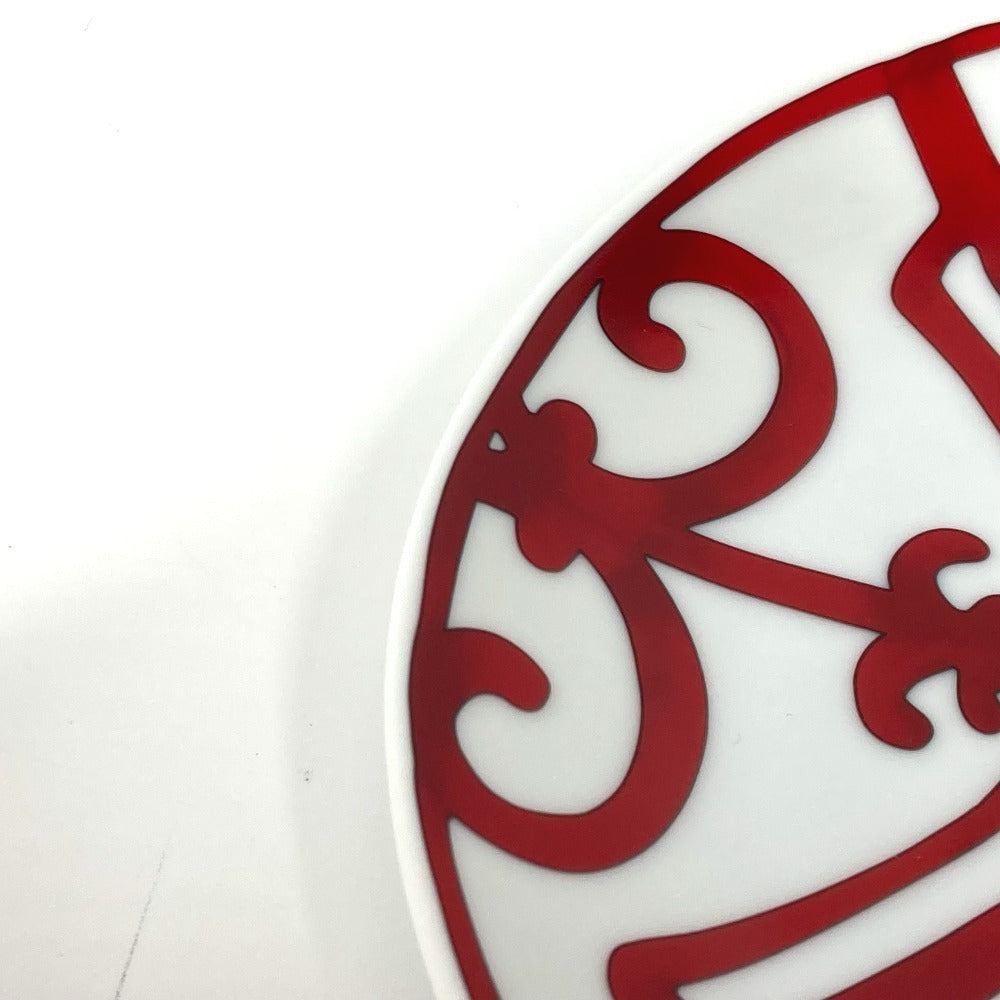 HERMES セット ペア ガダルギヴィール 2枚セット 17ｃｍ プレート カトラリー お皿 陶器 ユニセックス ホワイト レッド - brandshop-reference