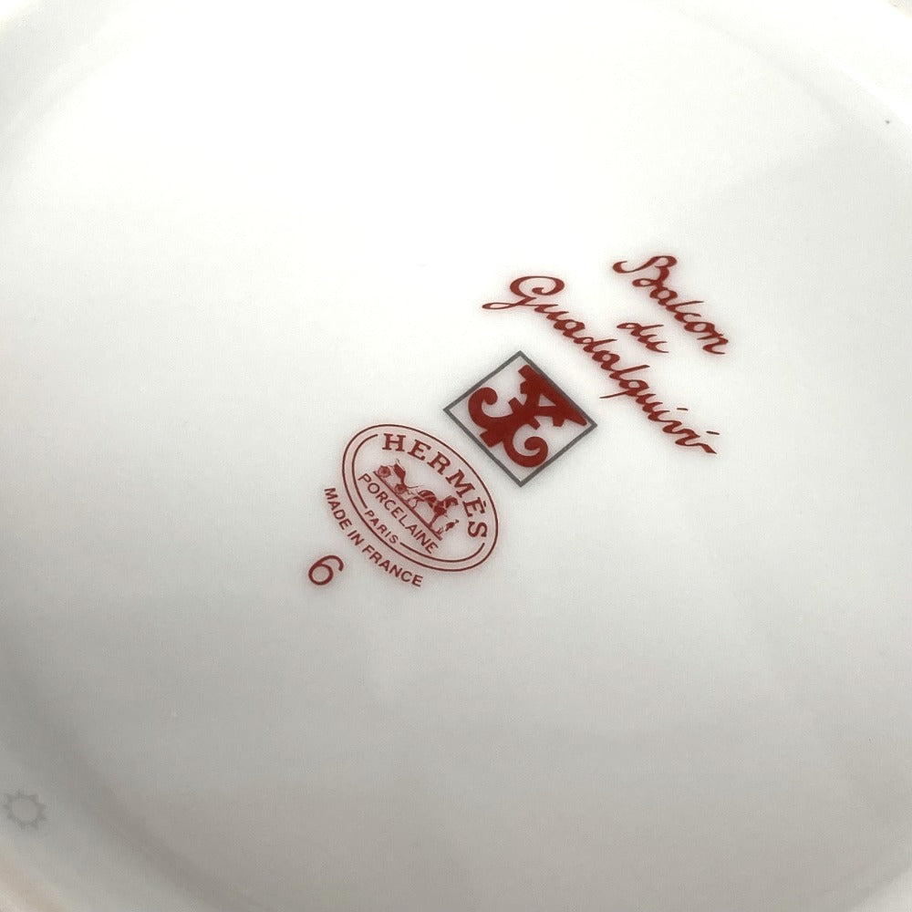 HERMES セット ペア ガダルギヴィール 2枚セット 17ｃｍ プレート カトラリー お皿 陶器 ユニセックス ホワイト レッド - brandshop-reference