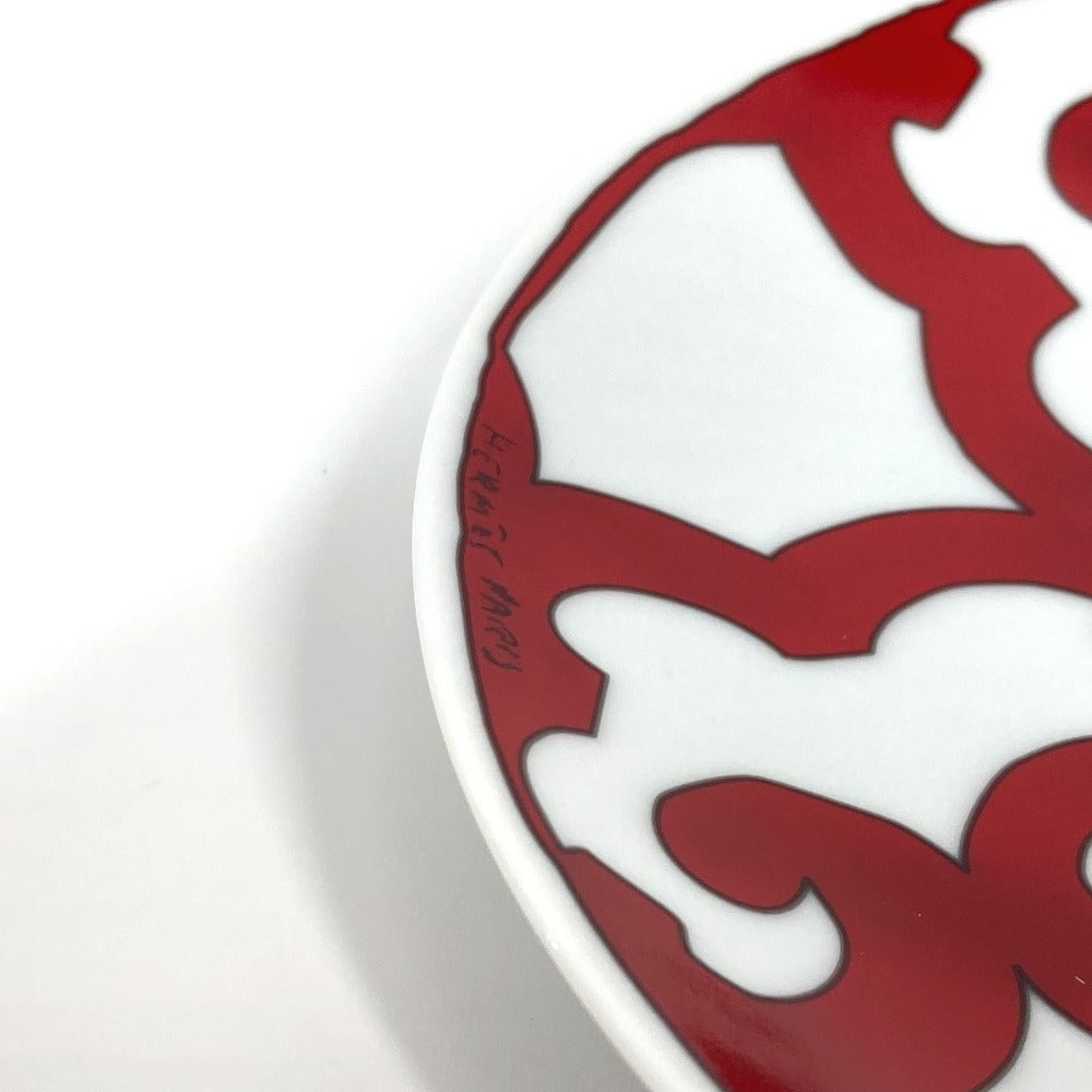 HERMES セット ペア ガダルギヴィール 2枚セット 17ｃｍ プレート カトラリー お皿 陶器 ユニセックス ホワイト レッド - brandshop-reference