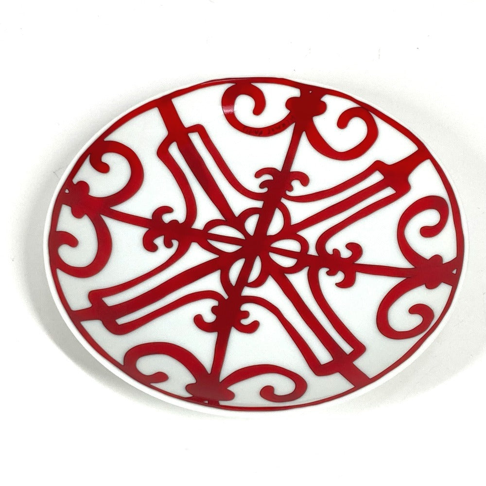 HERMES セット ペア ガダルギヴィール 2枚セット 17ｃｍ プレート カトラリー お皿 陶器 ユニセックス ホワイト レッド - brandshop-reference