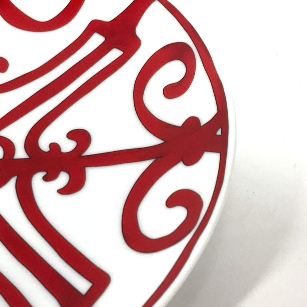 HERMES セット ペア ガダルギヴィール 2枚セット 17ｃｍ プレート カトラリー お皿 陶器 ユニセックス ホワイト レッド - brandshop-reference