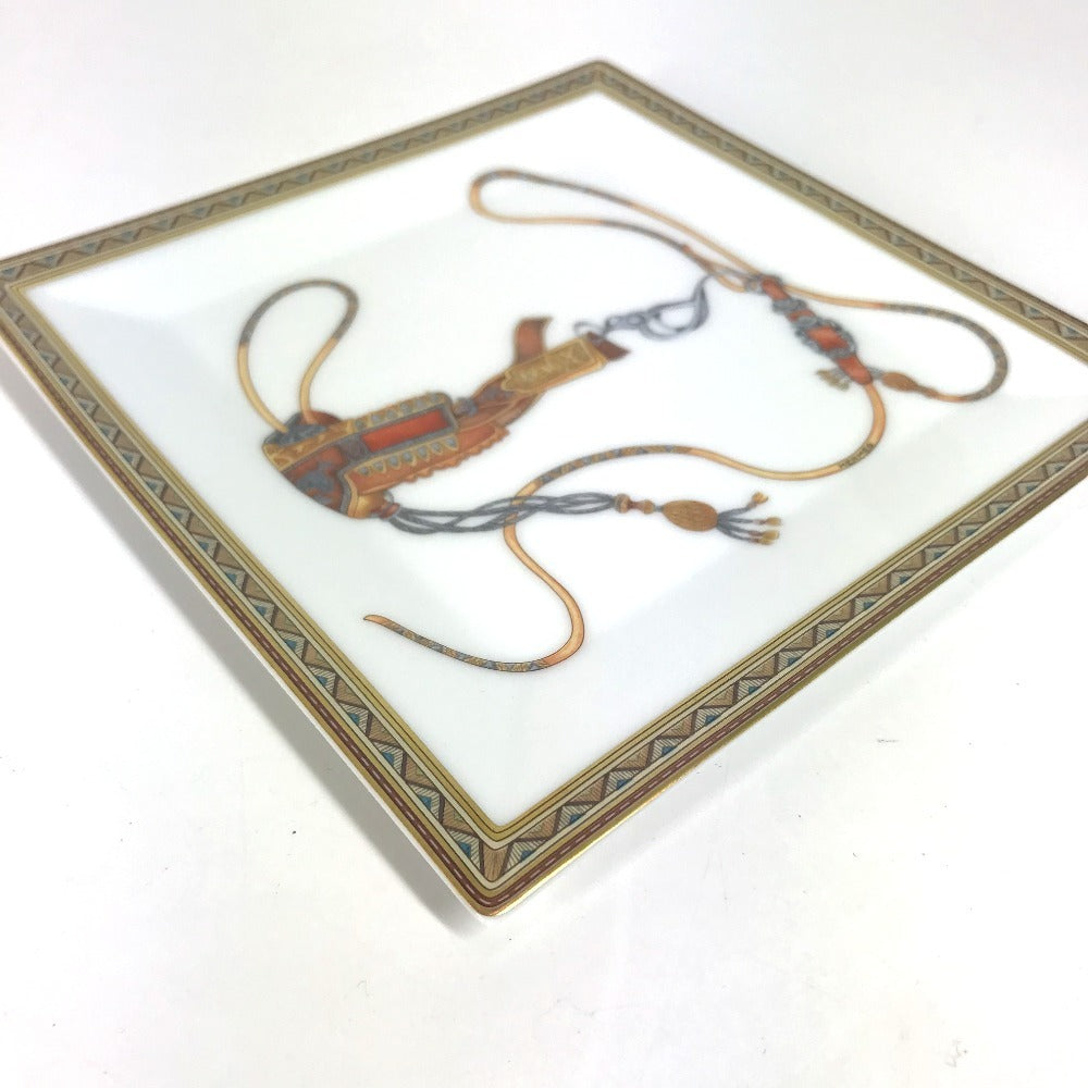 HERMES 009843P 馬 シュバルドリアン スクエア 皿 プレート インテリア お皿 陶器 レディース ホワイト - brandshop-reference