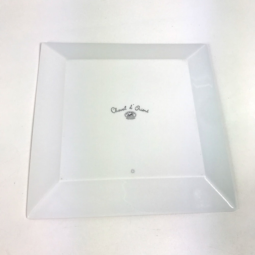 HERMES 009843P 馬 シュバルドリアン スクエア 皿 プレート インテリア お皿 陶器 レディース ホワイト - brandshop-reference