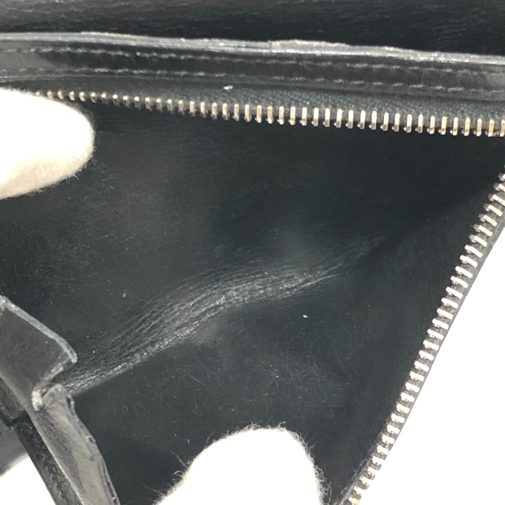 HERMES Bear Compact Wallet Mini Wallet Silver Hardware Bifold Wallet Box Calf Women's Black