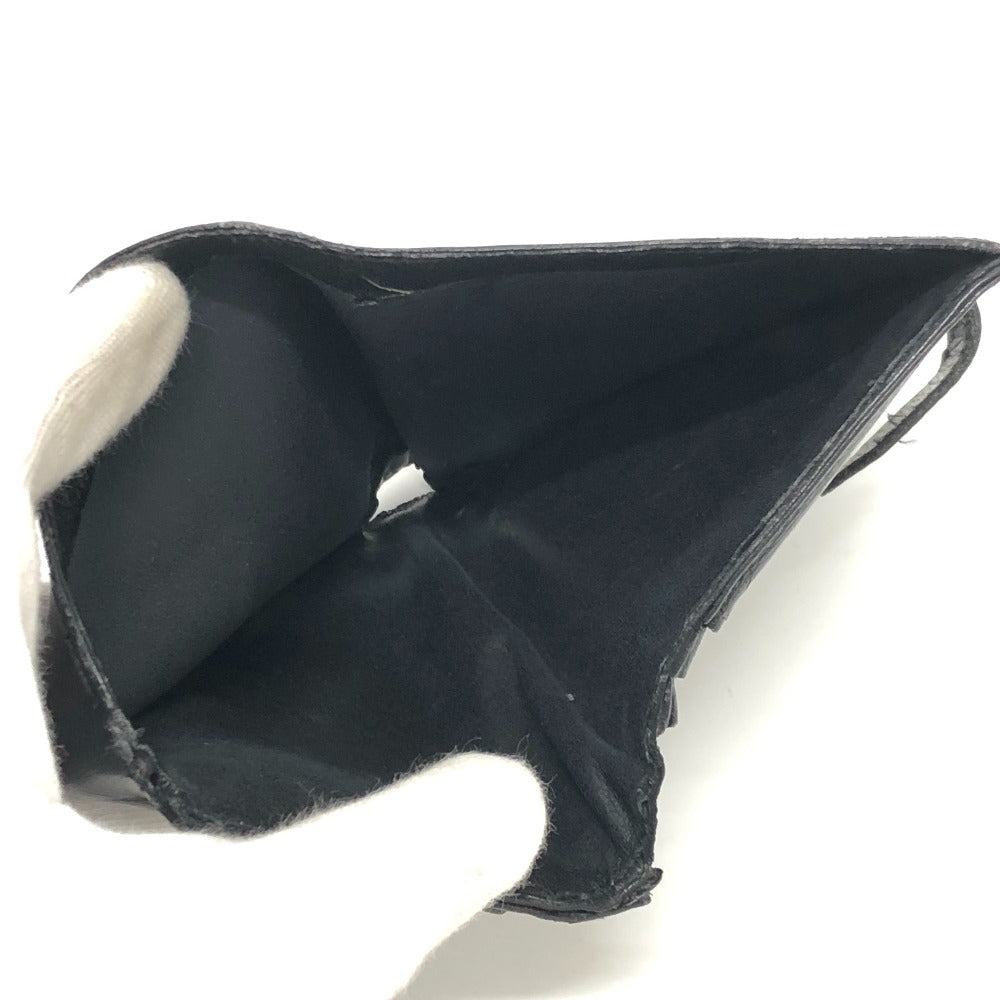 HERMES Bear Compact Wallet Mini Wallet Silver Hardware Bifold Wallet Box Calf Women's Black