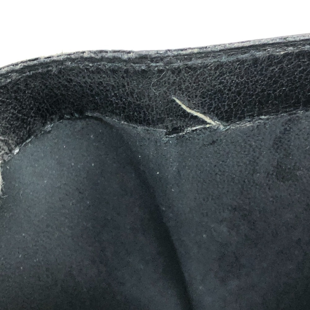 HERMES Bear Compact Wallet Mini Wallet Silver Hardware Bifold Wallet Box Calf Women's Black