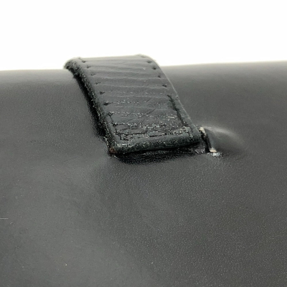 HERMES Bear Compact Wallet Mini Wallet Silver Hardware Bifold Wallet Box Calf Women's Black