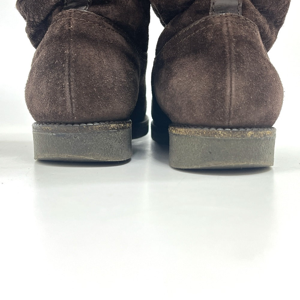 LOUIS VUITTON Monogram Sheepskin long fur shoes for winter warmth. boots suede Brown 37 Used