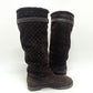 LOUIS VUITTON Monogram Sheepskin long fur shoes for winter warmth. boots suede Brown 37 Used