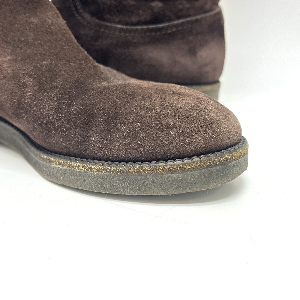 LOUIS VUITTON Monogram Sheepskin long fur shoes for winter warmth. boots suede Brown 37 Used