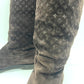 LOUIS VUITTON Monogram Sheepskin long fur shoes for winter warmth. boots suede Brown 37 Used
